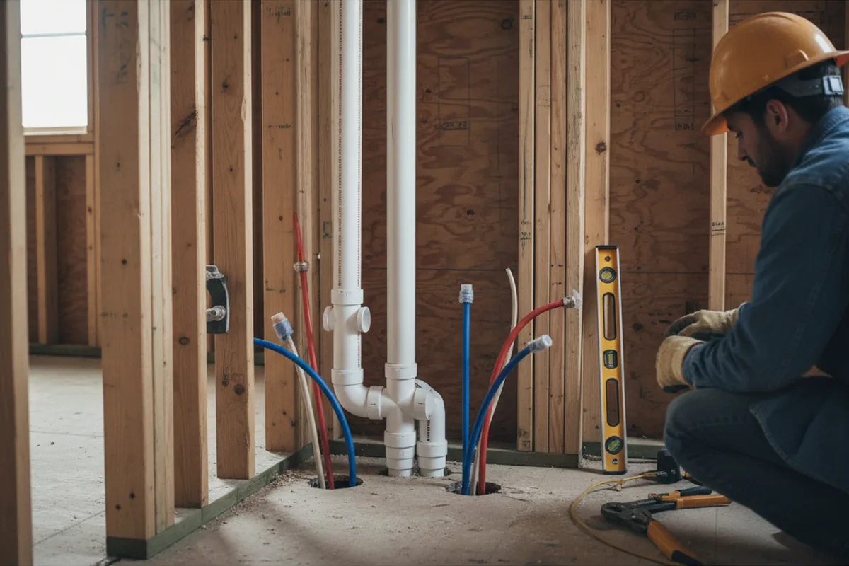 Drain and supply rough-in during Drain Cleaning in North Star